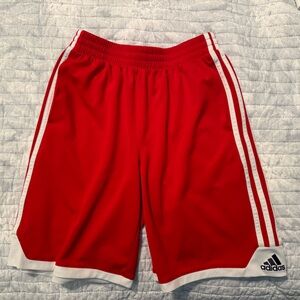 Adidas Boys Athletic Shorts Red with White Stripes